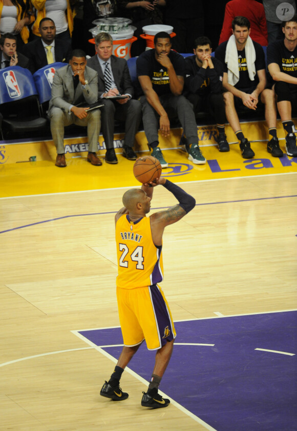 Kobe Bryant lors du match Los Angeles Lakers - Utah Jazz au Staples Center. Los Angeles, le 13 avril 2016.