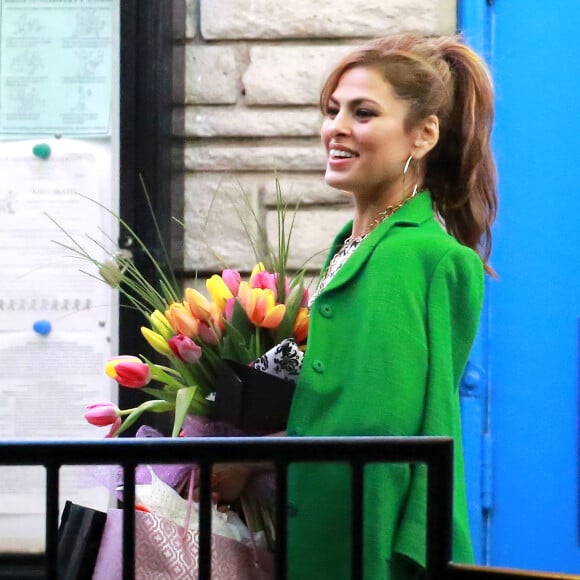 No Web No Apps Until March 24, 2015 - Exclusive - Eva Mendes can't wipe the smile off her face after partner Ryan Gosling throws her a party at "Moonlight Rollerway" for her 41st birthday in Glendale, Los Angeles, CA, USA on March 5, 2015. Looks like Ryan invited Eva's family, including her mom Eva and sister Janet, along with other close friends and family members. The no frills roller skating rink appeared to be a hit as the party patrons were all beaming with smiles after the party ended. Eva walked out with her hands full of flowers, gift bags with presents, including some stuff from Lululemon and a brand new yoga mat that was carried out by her nanny, who brought out Esmeralda in her car seat separately. Ryan and Eva also appeared to be gifted their own pair of new Roller Skates for some future date nights. Plenty of balloons, left over cake and food filled up two cars to take home and pick at in the coming days. Photo by GSI/ABACAPRESS.COM09/03/2015 - Los Angeles