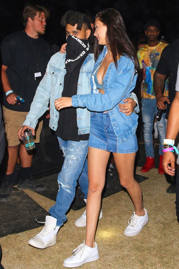 The Weeknd et Bella Hadid  lors du festival de musique de Coachella le 16Avril 2016.