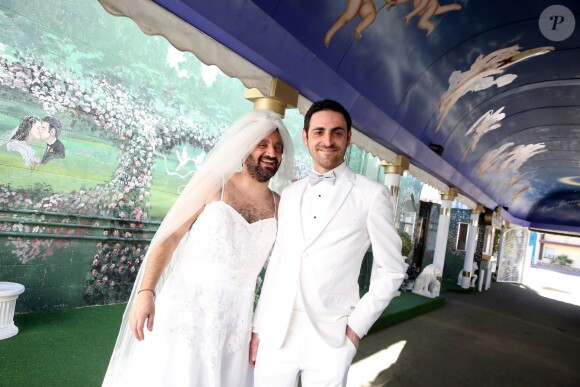 Exclusif -  Mariage de Cyril Hanouna avec Camille Combal dans la Little White Wedding Chapel de Las Vegas le 2 avril 2016.