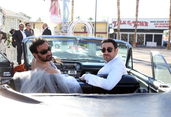 Exclusif - Mariage de Cyril Hanouna avec Camille Combal dans la Little White Wedding Chapel de Las Vegas le 2 avril 2016.