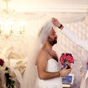 Exclusif -  Mariage de Cyril Hanouna avec Camille Combal dans la Little White Wedding Chapel de Las Vegas le 2 avril 2016.