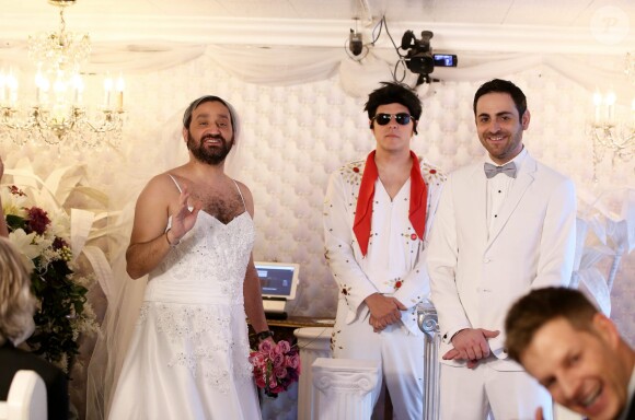 Exclusif -  Mariage de Cyril Hanouna avec Camille Combal dans la Little White Wedding Chapel de Las Vegas le 2 avril 2016.