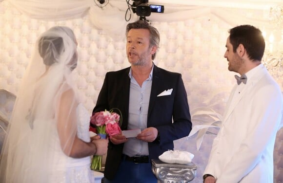 Exclusif -  Mariage de Cyril Hanouna avec Camille Combal dans la Little White Wedding Chapel de Las Vegas le 2 avril 2016.