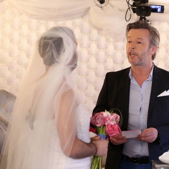 Exclusif -  Mariage de Cyril Hanouna avec Camille Combal dans la Little White Wedding Chapel de Las Vegas le 2 avril 2016.