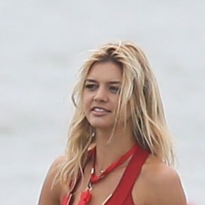 Kelly Rohrbach sur le tournage du film "Baywatch" à Savannah le 20 avril 2016.