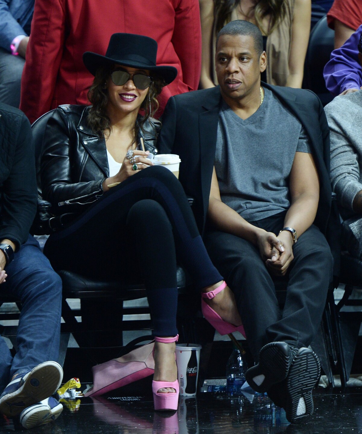 Photo : Beyoncé et Jay Z au Staples Center à Los Angeles, le 20 février ...