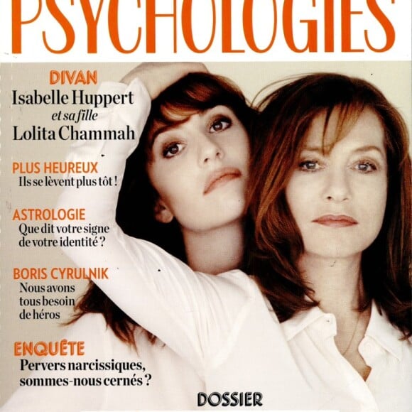 Lolita Chammah et sa mère Isabelle Huppert en couverture du magazine Psychologies, numéro de mai 2016.