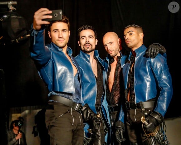 Exclusif - Olivier Dion, Damien Sargue, David Ban et Brahim Zaibat - Backstage du tournage du clip "De mes propres ailes" du groupe "Les 3 mousquetaires". Le 12 avril 2016 © Andred / Bestimage