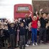 Le prince Harry participait le 26 avril 2016 avec des enfants à l'enregistrement de l'émission de la chaîne de télévision Sky Sports Game Changers à l'école primaire Lambs Lane à Spencers Wood.