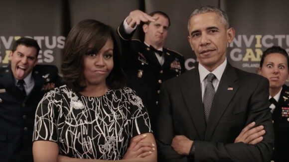 Michelle et Barack Obama préviennent le prince Harry, qui les a défiés à l'approche des 2e Invictus Games, dans cette vidéo mise en ligne le 29 avril 2016...