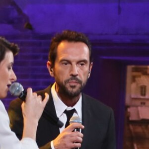 Exclusif - Pauline Croze et Gérald de Palmas, lors de l'enregistrement de l'émission Du côté de chez Dave à Paris (tournage le 16 février 2016 pour diffusion le dimanche 1er mai 2016 sur France 3).