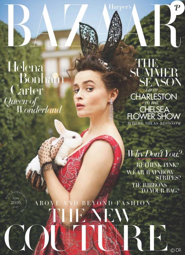 Helena Bonham Carter en couverture du magazine Harper's Bazaar