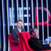 Exclusif - Florent Pagny et Marc-Olivier Fogiel, sur le tournage de l'émission Le Divan de Marc-Olivier Fogiel, le 22 avril 2016 (pour une diffusion le mardi 10 mai 2016 à 23h15 sur France 3). © Cyril Moreau