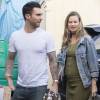 Exclusif - Adam Levine, chanteur de Maroon 5, et sa femme Behati Prinsloo, enceinte de 5 mois, vont dîner au restaurant Craig's à West Hollywood le 3 mai 2016.