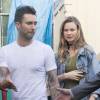 Exclusif - Adam Levine, chanteur de Maroon 5, et sa femme Behati Prinsloo, enceinte de 5 mois, vont dîner au restaurant Craig's à West Hollywood le 3 mai 2016.