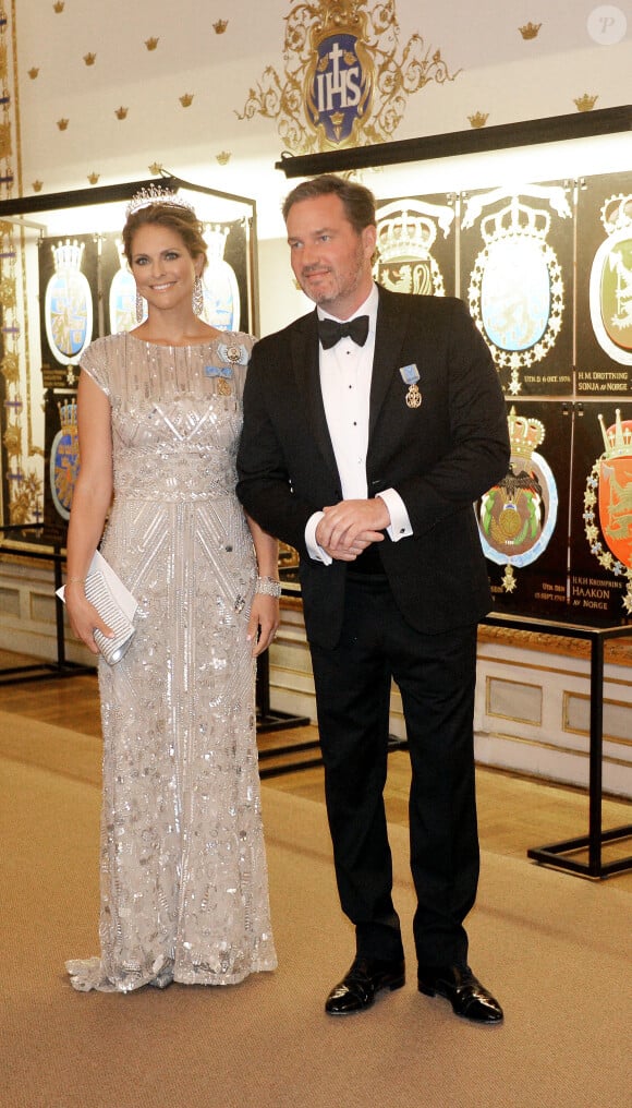 La princesse Madeleine de Suède et son mari Christopher O'Neill lors du banquet donné en l'honneur du 70e anniversaire du roi Carl XVI GUstaf de Suède au palais royal à Stockholm, le 30 avril 2016.