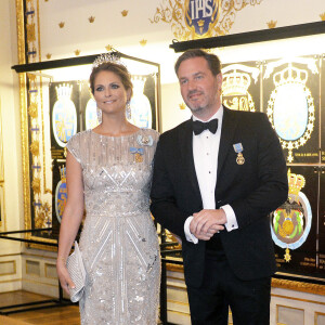 La princesse Madeleine de Suède et son mari Christopher O'Neill lors du banquet donné en l'honneur du 70e anniversaire du roi Carl XVI GUstaf de Suède au palais royal à Stockholm, le 30 avril 2016.