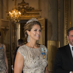 La princesse Madeleine de Suède et son mari Christopher O'Neill lors du banquet donné en l'honneur du 70e anniversaire du roi Carl XVI GUstaf de Suède au palais royal à Stockholm, le 30 avril 2016.