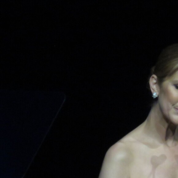 Céline Dion assiste à la cérémonie en hommage à son mari René Angélil, intitulée "Celebration of Life" avec son fils aîné René-Charles au Caesars Palace de Las Vegas le 3 février 2016.