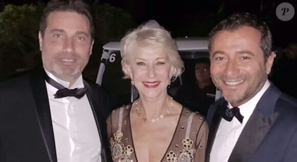 Richard Orlinski, Helen Miren et Bernard Montiel lors de la 23e édition du Gala de l'amfAR "Cinéma contre Sida" à l'hôtel de l'Eden Roc au Cap d'Antibes, le 19 mai 2016, lors du 69 ème Festival International du Film de Cannes.