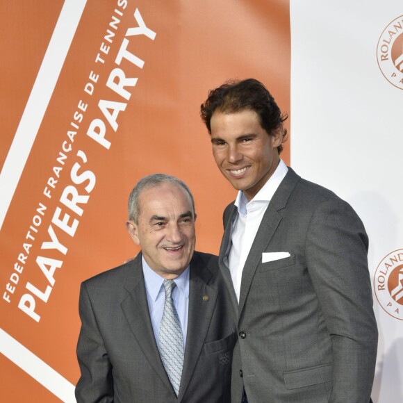 Jean Gachassin et Rafael Nadal lors de la Soirée des Joueurs de Roland-Garros 2016, le 19 mai au Petit Palais, à Paris.
