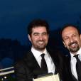 Shahab Hosseini (Prix d'interprétation masculine dans "Le Client "d'Asghar Farhadi), Asghar Farhadi (Prix du scénario pour "Le Client") - Photocall de la remise des palmes du 69ème Festival International du Film de Cannes. Le 22 mai 2016. © Giancarlo Gorassini/Bestimag