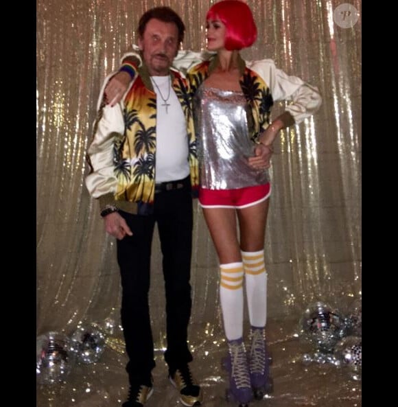 Johnny et sa femme Laeticia Hallyday lors d'une soirée roller à Lombardi House, le 21 mai 2016 à Los Angeles