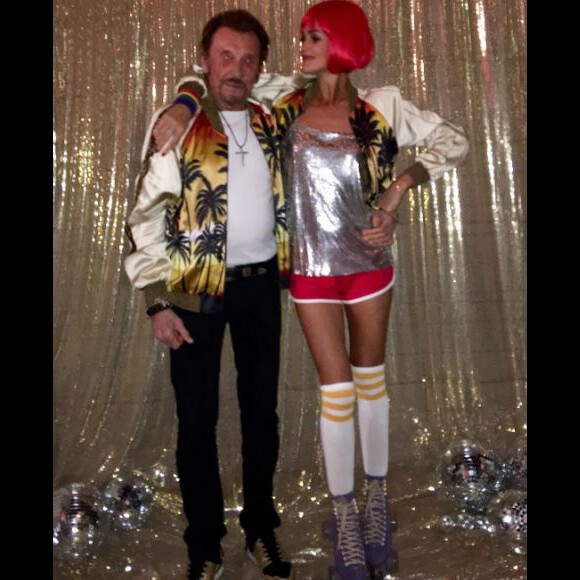 Johnny et sa femme Laeticia Hallyday lors d'une soirée roller à Lombardi House, le 21 mai 2016 à Los Angeles