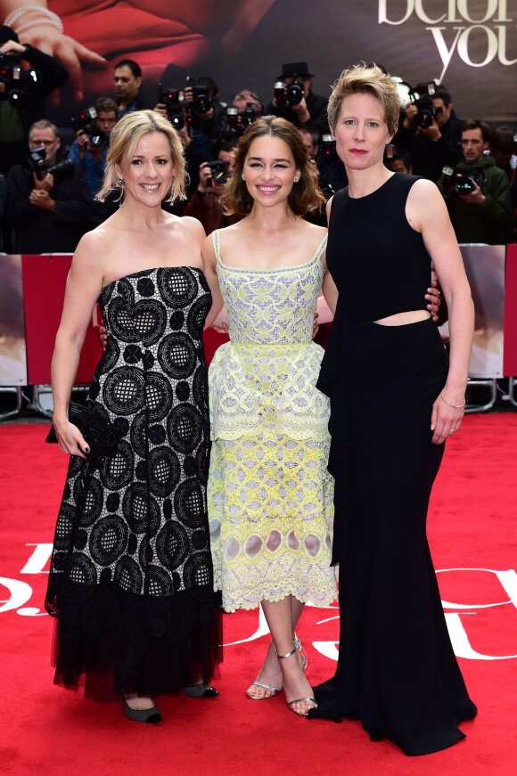 Jojo Moyes, Emilia Clarke et Thea Sharrock lors de la première de Me Before You au Curzon Mayfair, Londres, le 25 mai 2016.