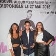 Zayra Alvarez, Ayna et Alban Bartoli - Photocall - Showcase d'Alban Bartoli pour la promotion de son nouvel album "Je ne suis pas fou" au bar-restaurant ELSE à Paris, le 25 mai 2016.