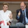 Le prince Albert II de Monaco et la princesse Charlène de Monaco lors du 74e Grand Prix de Formule 1 de Monaco, le 29 mai 2016, remporté par Lewis Hamilton.