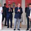 Le prince Albert II et la princesse Charlene de Monaco ont présidé, assistés de Louis Ducruet, la cérémonie de remise des trophées du 74e Grand Prix de F1 de Monaco, remporté par Lewis Hamilton devant D. Ricciardo et S. Perez, le 29 mai 2016. © Bruno Bebert/Bestimage