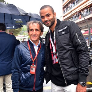 Alain Prost et Tony Parker au 74e Grand Prix de F1 de Monaco, remporté par Lewis Hamilton devant D. Ricciardo et S. Perez, le 29 mai 2016. © Bruno Bebert/Bestimage