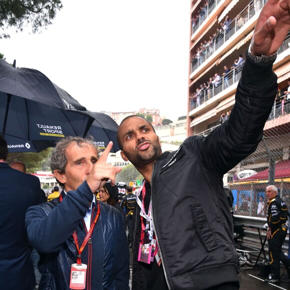 Alain Prost et Tony Parker au 74e Grand Prix de F1 de Monaco, remporté par Lewis Hamilton devant D. Ricciardo et S. Perez, le 29 mai 2016. © Bruno Bebert/Bestimage