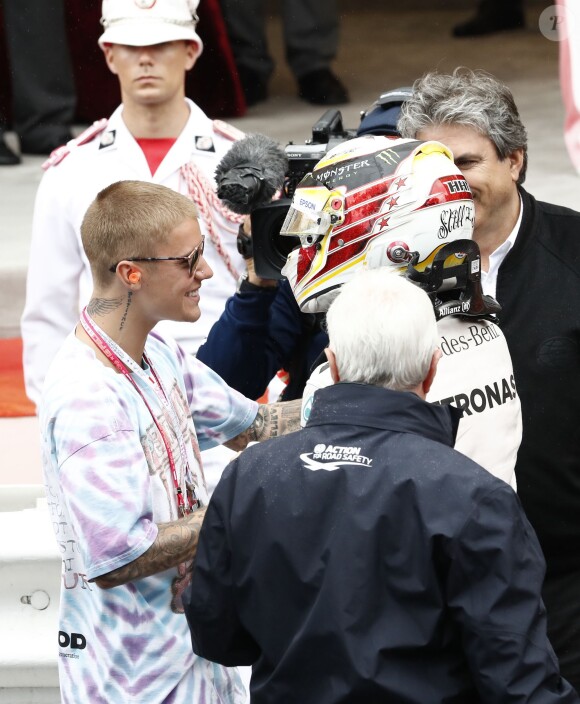 Justin Bieber a pu célébrer la victoire de son ami Lewis Hamilton au 74e Grand Prix de F1 de Monaco, remporté par Lewis Hamilton devant D. Ricciardo et S. Perez, le 29 mai 2016.