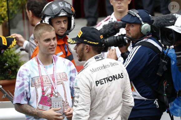 Justin Bieber a pu célébrer la victoire de son ami Lewis Hamilton au 74e Grand Prix de F1 de Monaco, remporté par Lewis Hamilton devant D. Ricciardo et S. Perez, le 29 mai 2016.