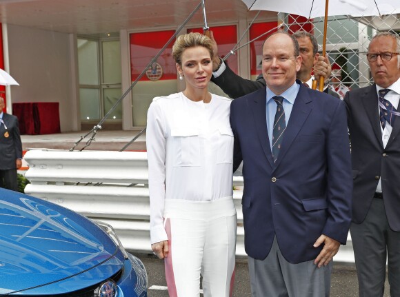 La princesse Charlene et le prince Albert II de Monaco ont célébré le succès de Lewis Hamilton au 74e Grand Prix de F1 de Monaco, remporté par le Britannique devant D. Ricciardo et S. Perez, le 29 mai 2016. © Bruno Bebert/Bestimage