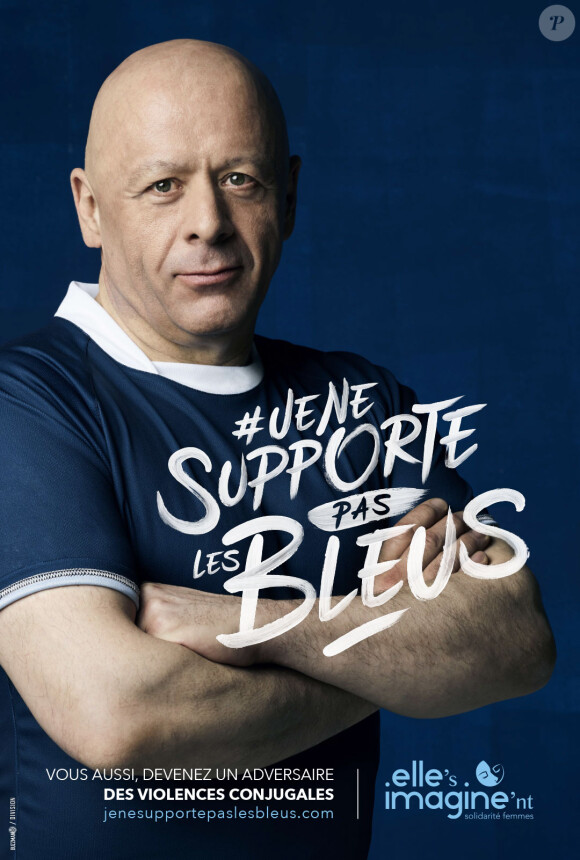 Thierry Marx participe à la campagne "Je ne supporte les bleus" de l'association Elle's Imagine'nt contre les violences conjugales, mai 2016.