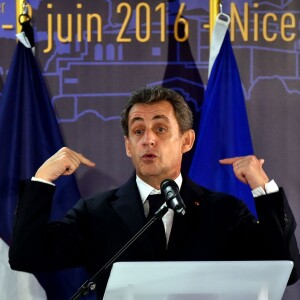 Nicolas Sarkozy a participé aux Journées d'études du Parti Populaire Européen à l'hôtel Méridien à Nice, le 1er juin 2016. © Bruno Bebert/Bestimage