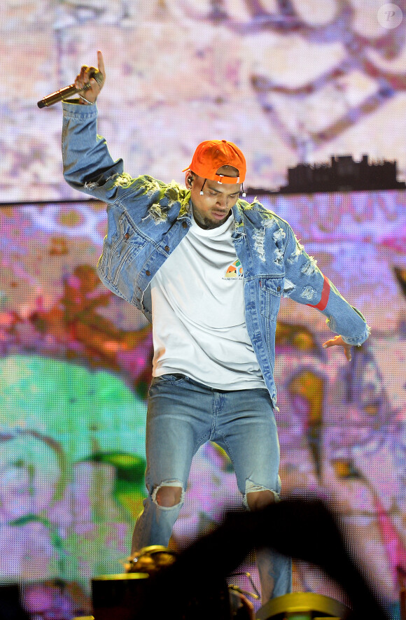 Chris Brown en concert à l'Accorhotels Arena Bercy à Paris, le 28 mai 2016.