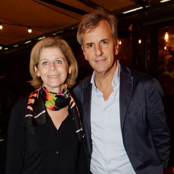 Exclusif - Bernard de La Villardière et sa femme Anne - Soirée pour le lancement de l'accessoire fitness Active Base de la marque Proform (une entité de ICON Health & Fitness, la première marque américaine de fitness à domicile) au restaurant Il Cottage à Paris, le 31 mai 2016. © Rachid Bellak/LMS/Bestimage