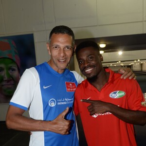 Serge Aurier et Roschdy Zem au "Charity Football Game 2016" au festival Marrakech du Rire. Le match de foot réunis des célébrités au Grand Stade de Marrakech et les bénéfices sont reversés aux associations marocaines d'aide à l'enfance. Marrakech, le 5 juin 2016. © Bellack Rachid/Bestimage