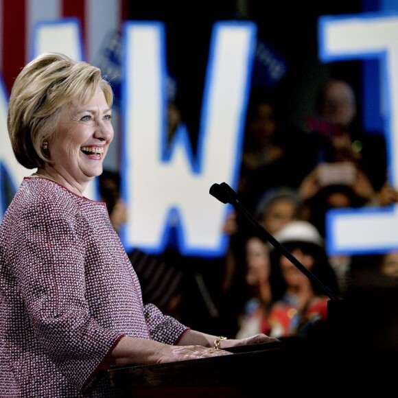 Hillary Clinton fête sa victoire aux primaires démocrates des élections présidentielles américaines dans l'état de New York. Le 19 avril 2016