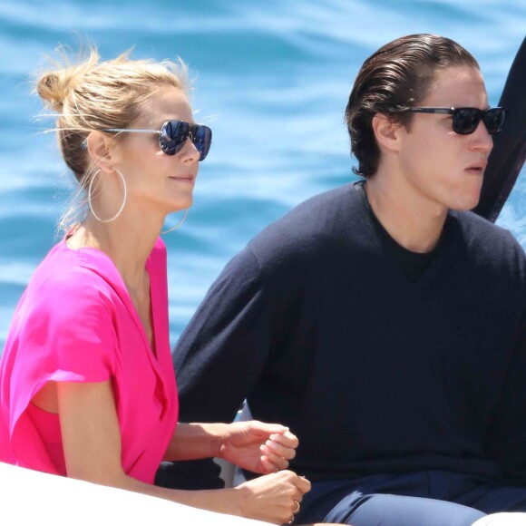 Heidi Klum et son boyfriend Vito Schnabel prennent un bateau à Cannes, le 15 mai 2016