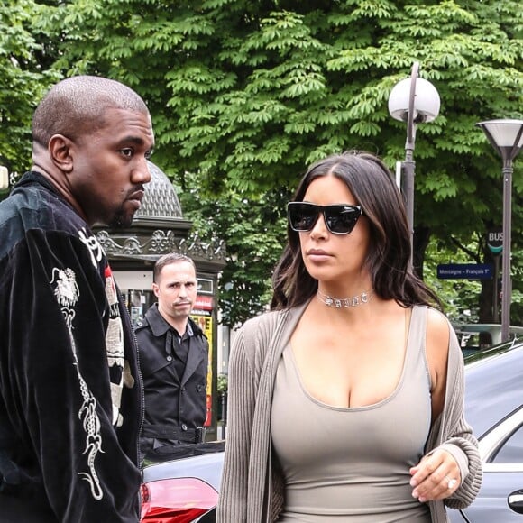 Kim Kardashian et son mari Kanye West arrivent au restaurant "L'Avenue" à Paris, le 13 juin 2016.