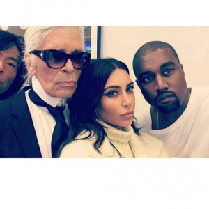 Stephen Gan, Karl Lagerfeld, Kim Kardashian et Kanye West Paris, le 13 juin 2016.