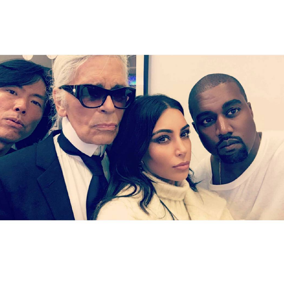 Stephen Gan, Karl Lagerfeld, Kim Kardashian et Kanye West Paris, le 13 juin 2016.