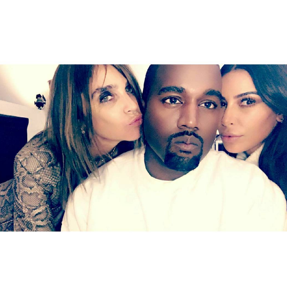 Carine Roitfeld, Kanye West et Kim Kardashian à Paris, le 13 juin 2016.