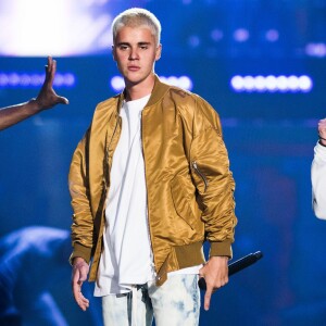 Justin Bieber en concert à Calgary lors de sa tournée "Purpose World Tour", le 13 juin 2016.